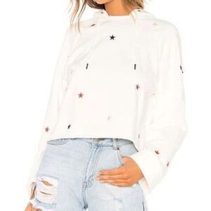 Pam & Gela Crop Hoodie Stars White